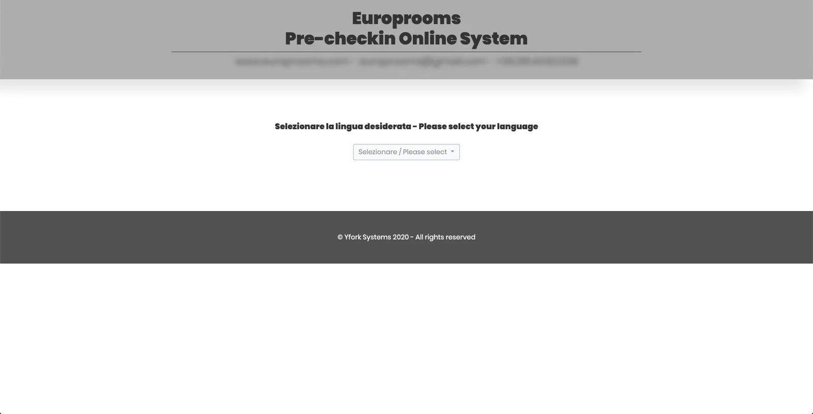Il pre-check-in dell'ospite, a partire dalla scelta della lingua.